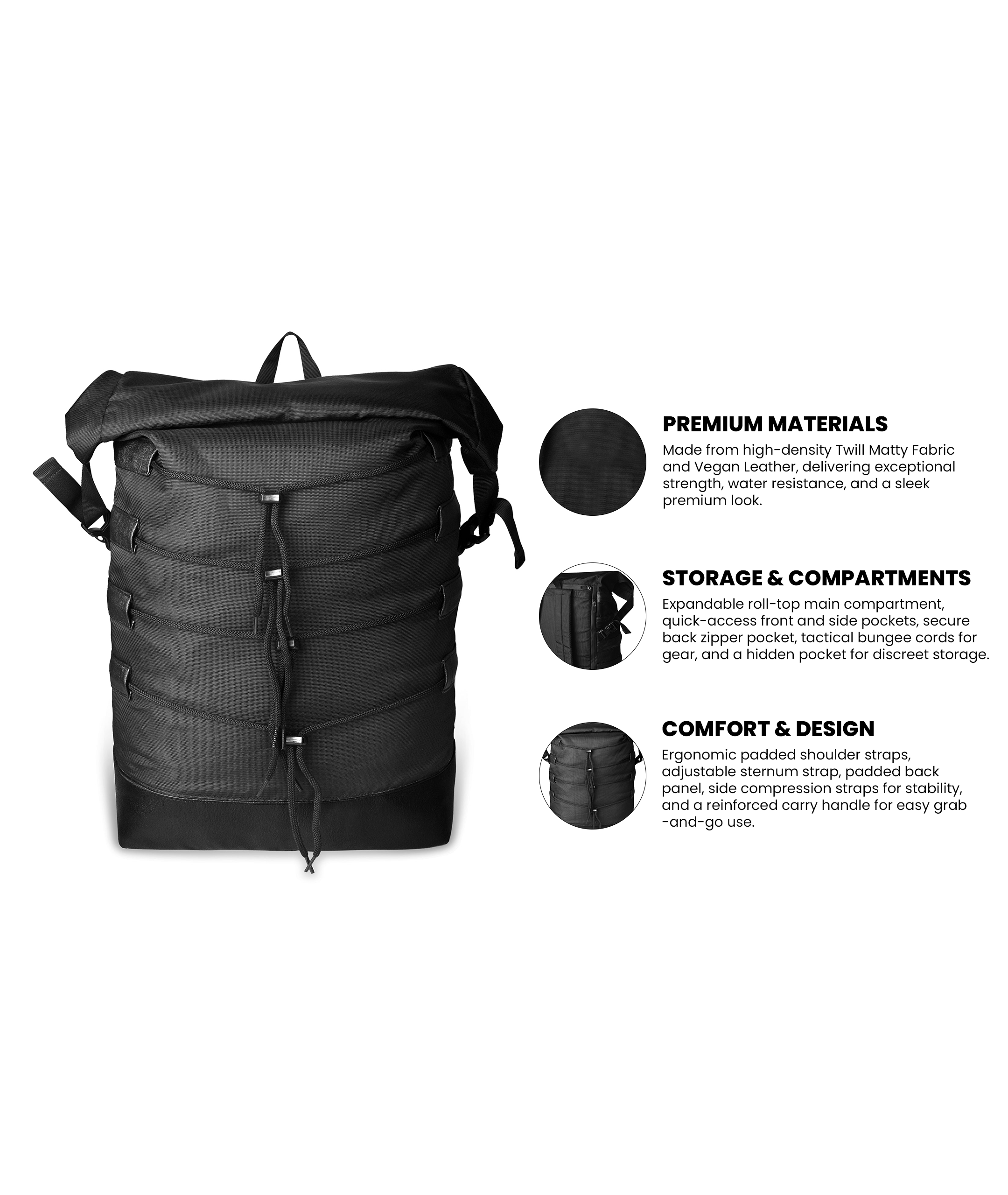 RajjunA Rolltop Backpack Bag