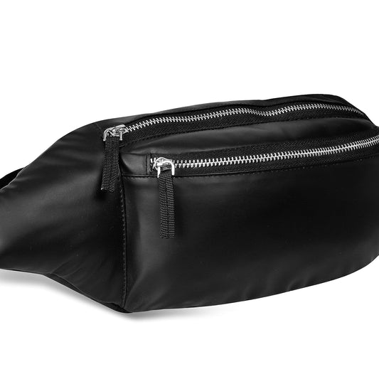 Dvau Metal Zip Leather Waist Bag